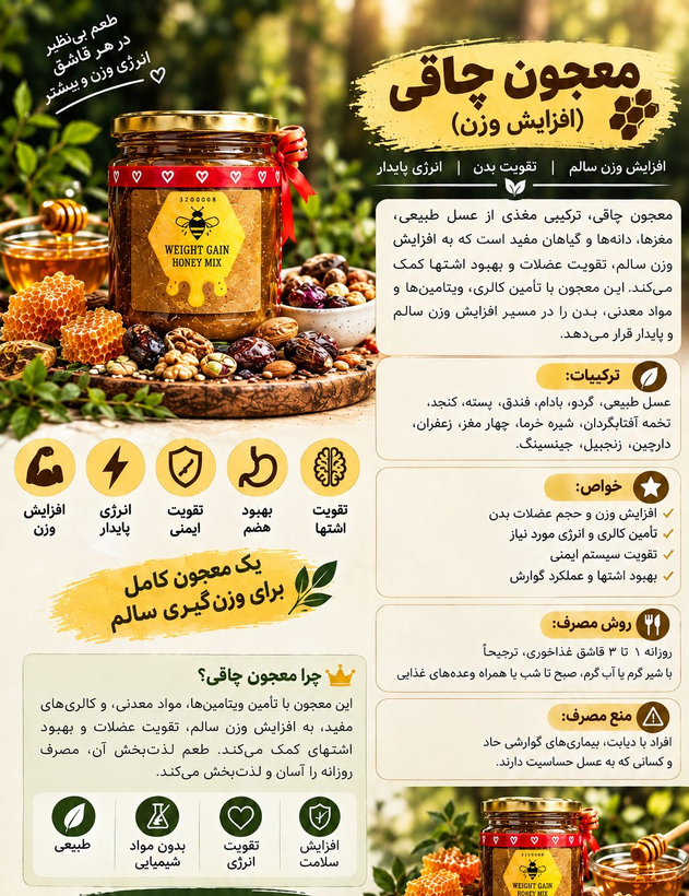 معجون گیاهی کلحر پاکستانی ترکیب ۱۶ گیاه و 50گرم ژل رویال برای افزایش وزن سالم و عضلهسازی/یک کیلو